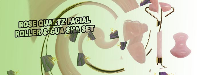 Rose quartz facial roller & gua sha set